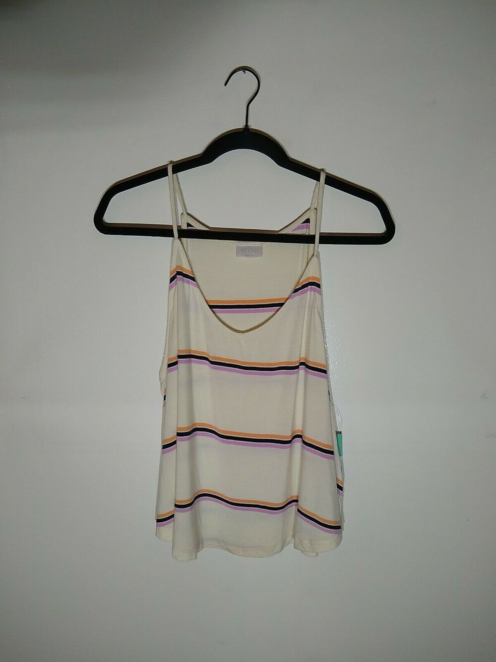 NWTAbound Womens Striped Swing Cami Tank Top V Neck Hi Lo Hem Straight Back Sz L